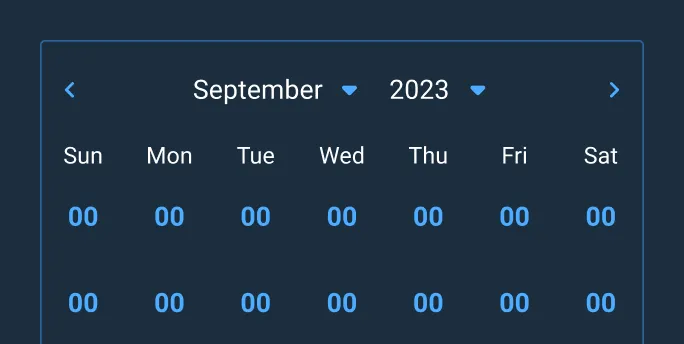 Inline Select Menus placed within the Date Picker component